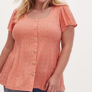 Torrid Ditsy Lead Textured Button Top